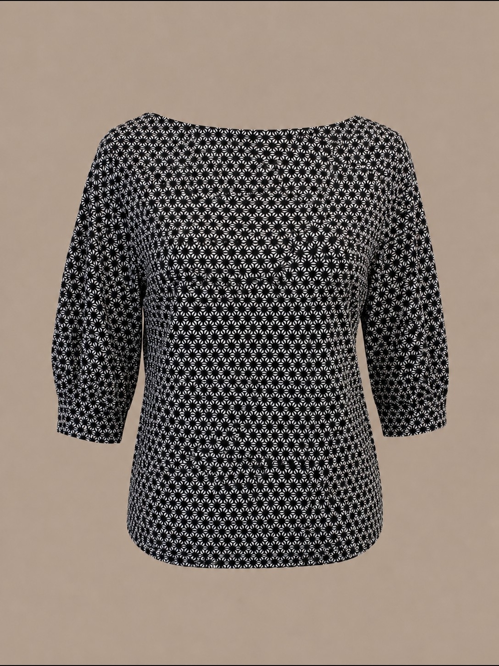 H&M Black and White Geometric Boatneck Blouse
